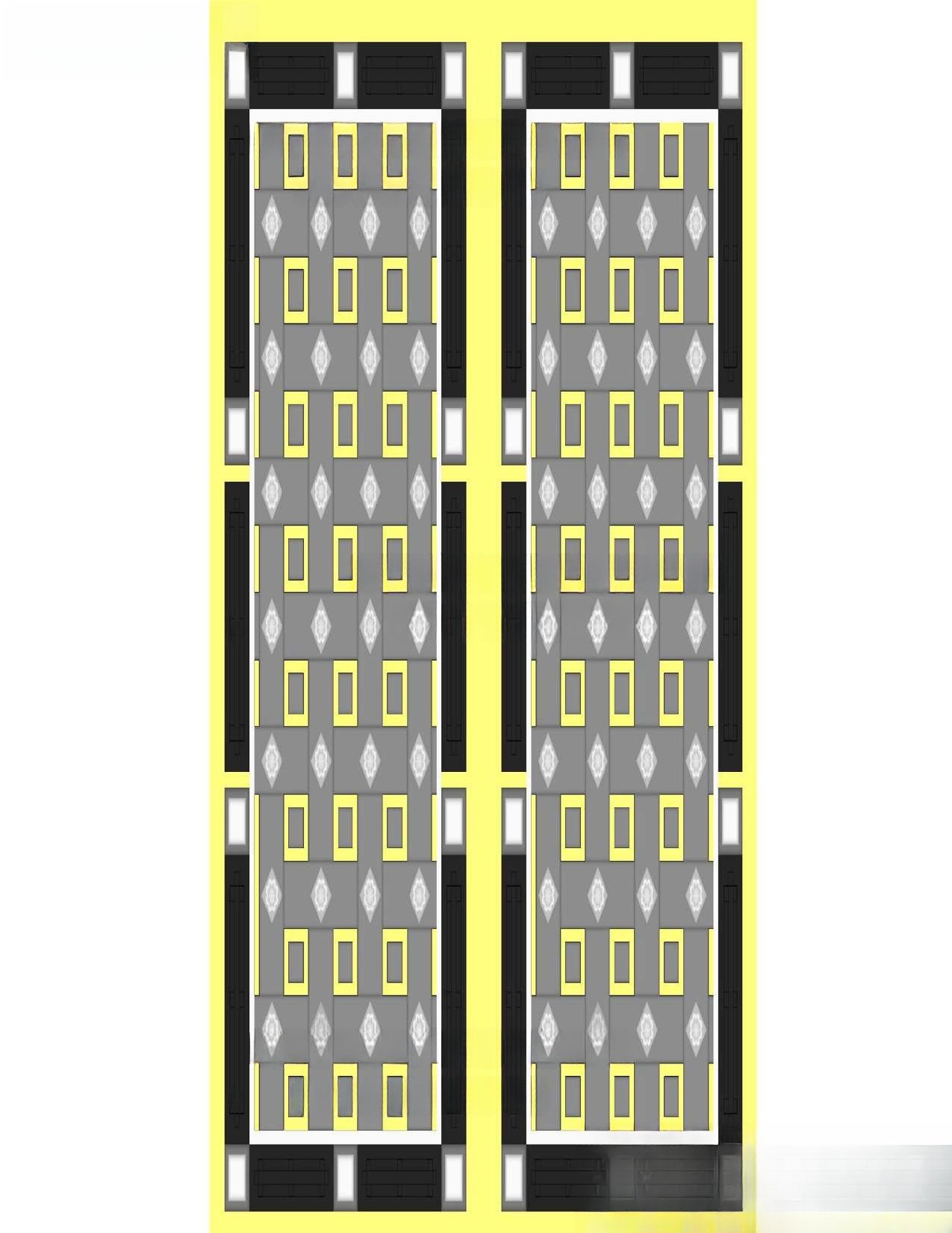 MD - MIX-100 Geometric Mosaic Pattern Modern Door 3D Model